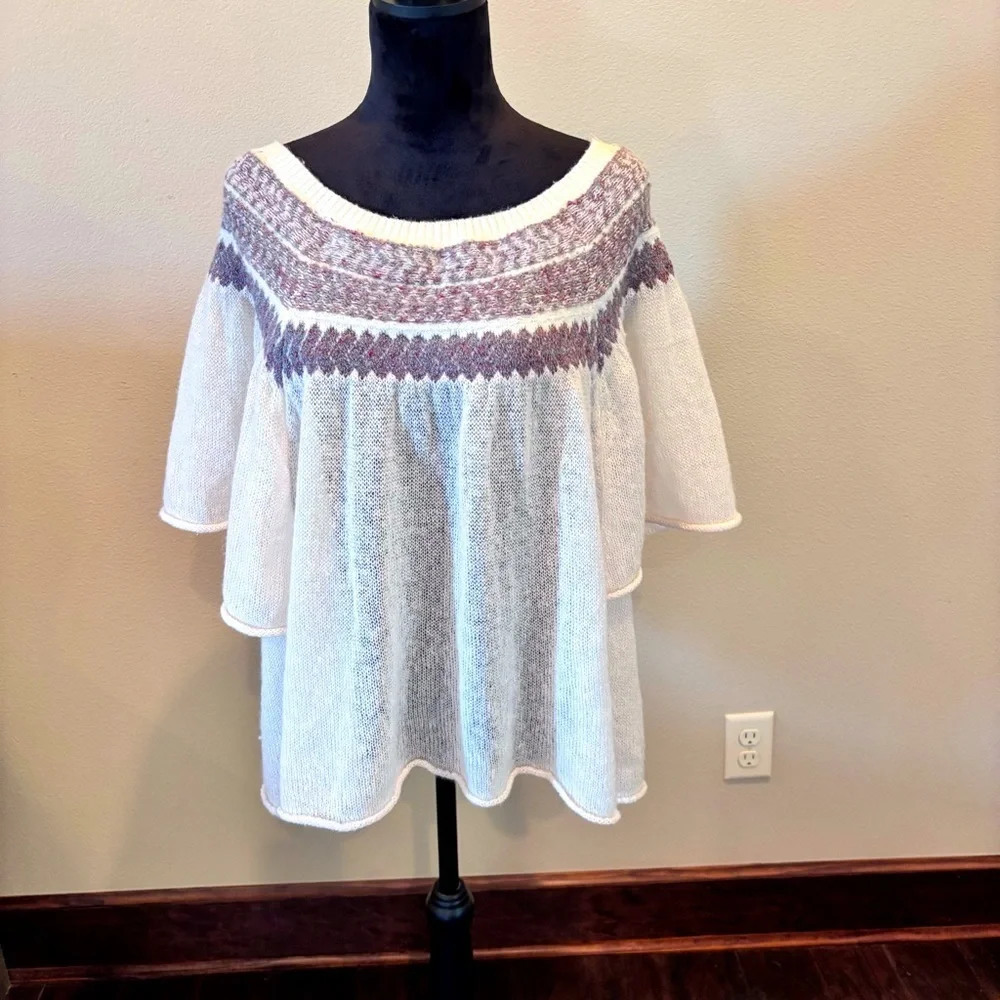 Free People Lock Lomand Sweater Top,Medium,Semi-Sheer Festival Gypsy Boho Hippie
